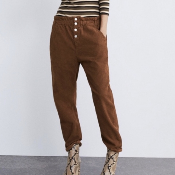 Zara | Pants u0026 Jumpsuits | Zara Corduroy Honey Brown Retropaper Bag Pants  Trousers Size 4 | Poshmark